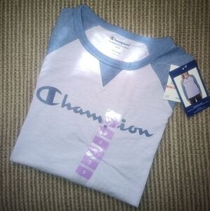 🆕Champion Womens Purple Raglan Athletic Long Sleeve Baseball T-Shirt Size Small